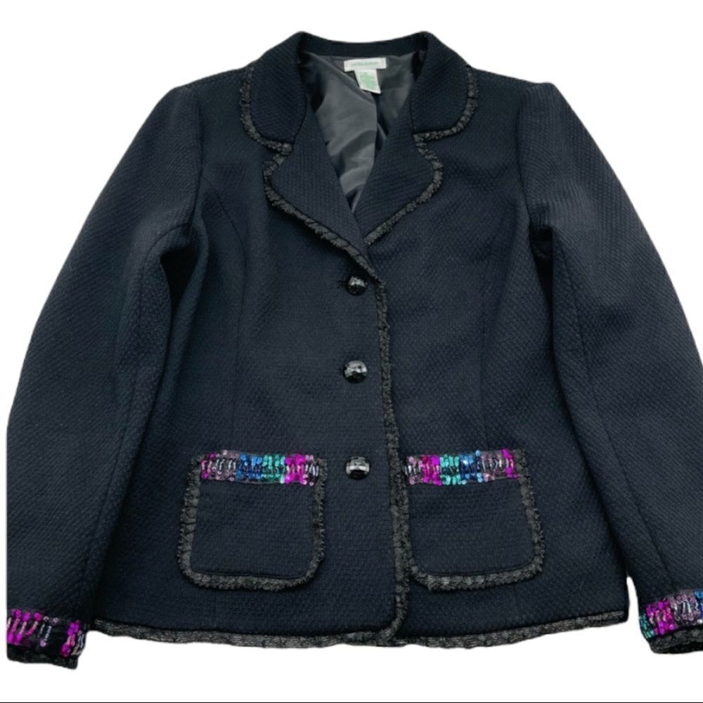 Laura Ashley Lace Trim & Sequin Design Blazer MEDIUM